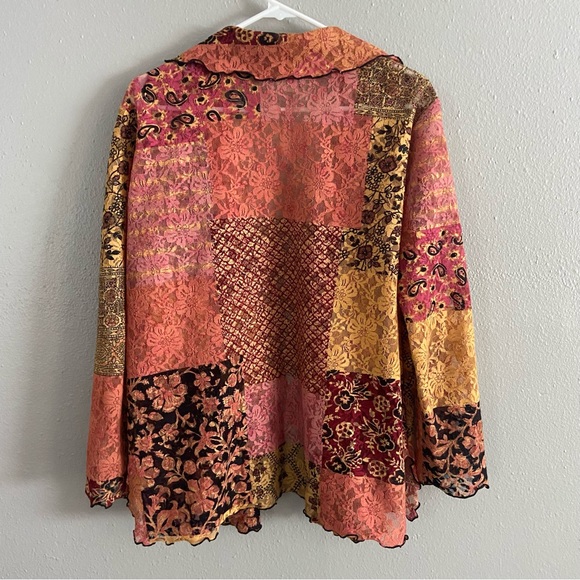 Vintage Jes Irie Wear Floral Lace Open Front Jacket Size M Art to Wear Boho - Picture 5 of 7